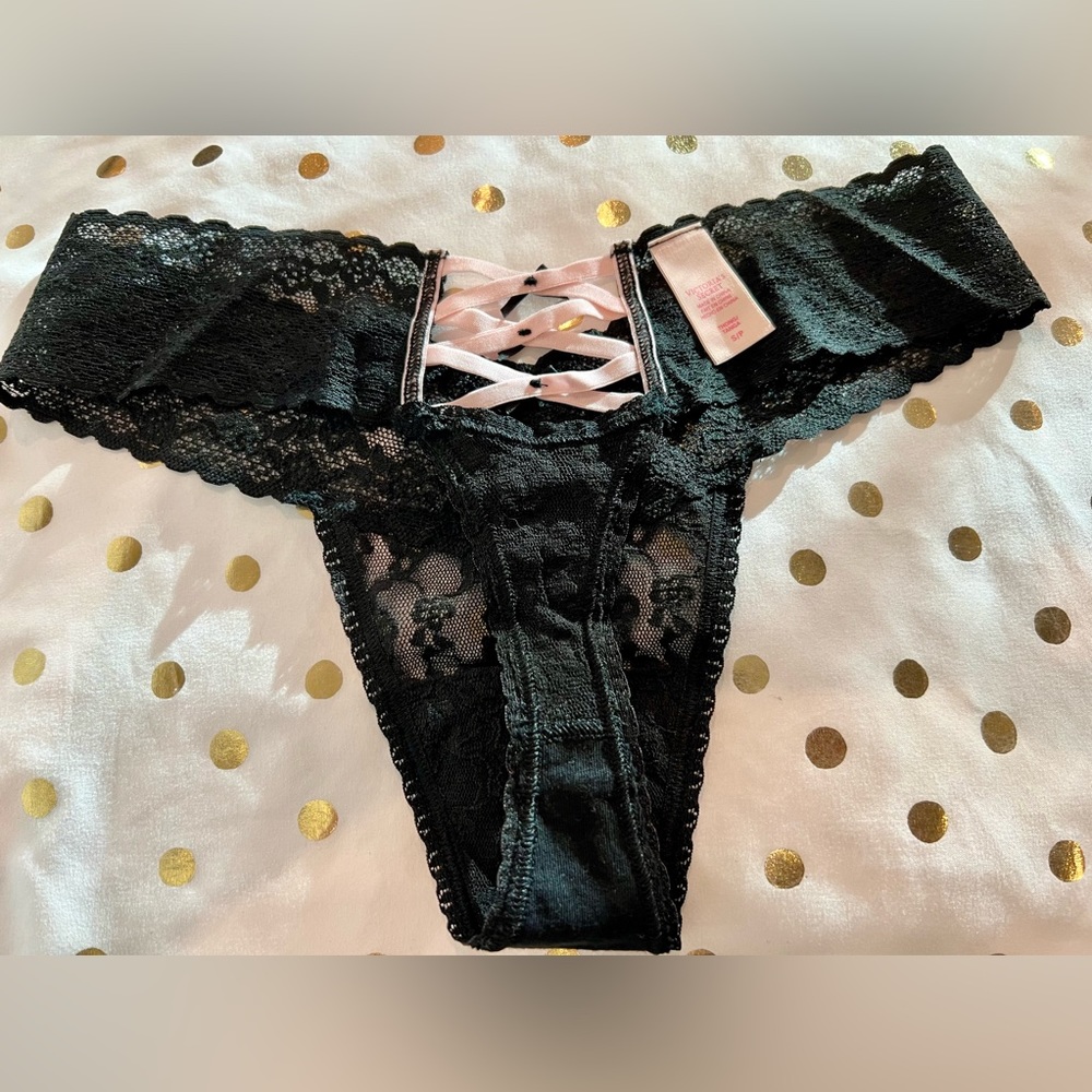 VS Black Lace Thong S/P - Picture 4 of 4
